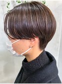 ハンサムショート、グレージュ、アッシュブラウン、スリーク
