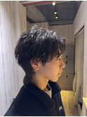 フェザーショートフェザーパーマセンターパート無造作ツイスパ