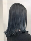 ネイビーブルーカラー×艶カラー