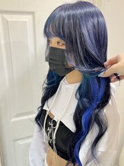 【SENA】シールエクステ70本 ブルーブラック インナーブルー