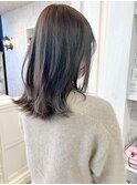 福山市美容室Caary大人気韓国カラー透明感グレージュセミロング