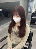 切りっぱなしボブ/エアリーロング/美髪/ピンクブラウン/津田沼
