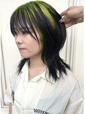 ライムグリーンルーツカラー【広島派手髪】