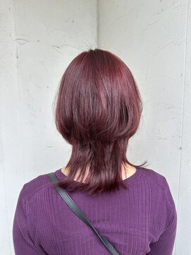 ジュエ ヘアー デザイン(Jue hair design) ワインレッドカラー×ウルフ