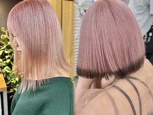 【ふんわりとした柔らかさが魅力の淡いピンク】ブリーチダブルカラー/ハイトーン/インナーカラー/原宿/学割