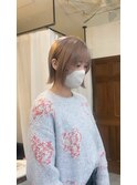 【顔周りカットSayaka】流れる顔周り×ピンクグレー