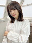 札幌/髪質改善/ココアブラウン♪斜めバング×くびれミディ