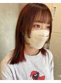 切りっぱなし姫ウルフカット　インナーレッドオレンジ