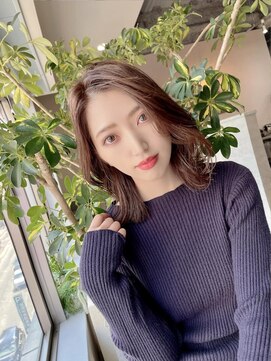 フラッグ ヘアー 天神西通り店(Flag HAIR) 大人ミディアム☆くびれボブ透明感イルミナカラー