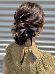 静岡/清水 縦シルエット 低めの大人シニヨン ヘアセット