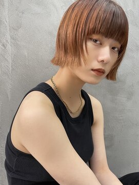 ロンドプロフィール 浦和(Lond profil) ミニボブ外ハネヘア　ワイドバング　オレンジブラウン