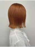 ブリーチあり×オレンジ×切りっぱなしロブ