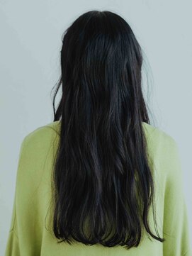 ロッソ ヘアアンドスパ 六町店(Rosso Hair&SPA) ワイドバングの黒髪ロングスタイル