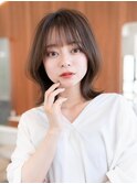 大人かわいい前髪セシルカットココアブラウンフリンジウェーブ