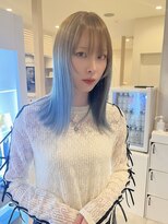 プラス ファースト ヘア(Plus 1st)&nbsp;ルーツカラー×アイスブルー×水色カラー×顔まわりローライト