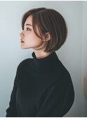 黒髪/ボブルフ/ネビージュ/小顔/ワンレン/小平/髪質改善/前髪