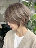別府ショートボブ顔まわりレイヤーカット髪質改善カラー30代