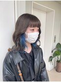 インナーカラーブルー/イヤリングカラー
