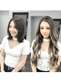 グレージュ×ホワイトベージュ#シールエクステ#ハイライト#静岡