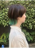 裾カラー　ミントグリーン　ブリーチ1回