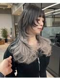 レイヤーカットインナーカラーイヤリングカラー色落ち綺麗大名