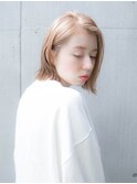 ハイトーン クリアベージュ 切りっぱなしボブ