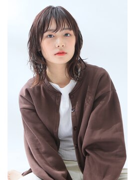 パース 横浜(PERS) ブラウンベージュな透け感ミディパーマ