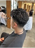 フェード　オールバックパーマ　スパイラルパーマ