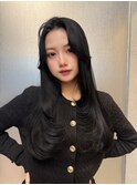 博多/韓国ヘア/レイヤー/透明感カラー/センター分け