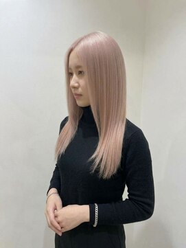 アッシュ 戸塚店(Ash) 透明感ピンクベージュ × ストレートロング