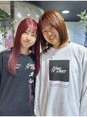 ブリーチなしダブルカラーオレンジベージュレッド【平井花菜美】