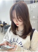 韓国風レイヤーカット レイヤーミディアム ブラウンベージュ