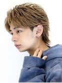 韓国マッシュウルフセンターパートフェザーパーマアップバング