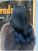 ブルーブラック×裾カラーブルー