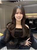 韓国レイヤーカット/くびれ巻き/前髪顔周り/セミディ[門前仲町]