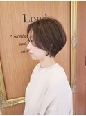 大人可愛い20代30代40代黒髪前下がりショートボブ丸みショート◎