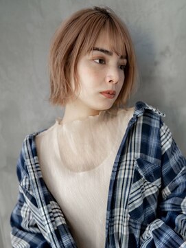 ギークス(GEEKS) 【GEEKS渋谷】くびれボブ/ハイトーン/オレンジベージュ/秋カラー