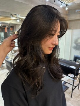 海外レイヤーカット/かきあげ前髪/海外ヘア