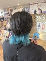 トーキョー オタクヘアー(TOKYO OTAKU HAIR) ホロライブ 中性マッシュウルフ×インナーカラー 水色