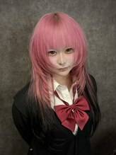 ルフレ 新宿本店2nd(Reflet)&nbsp;【manabu】ピンク×ブラック×ハッシュカット