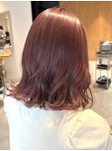 明るめピンクブラウン/ボルドーカラー/ブリーチカラー