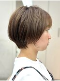 透明感カラー ボブ 前髪 ショート カラー ブリーチ&ダブルカラー