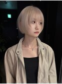 渋谷ブリーチダブルカラーボブレイヤーミルクティーベージュ韓国