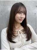 艶髪内巻きレイヤーロングシースルーバングヘア