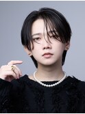 韓国風ニュアンスパーマセンターパート黒髪