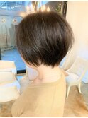 マロンベージュ丸ボブミセスショート