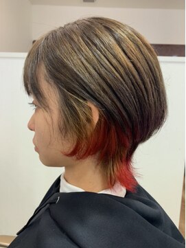 シェイプスヘアデザイン 自治医大店(Shape's hair design) 裾カラーベルベットレッド