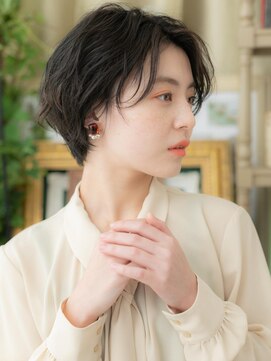 カバーヘア ブリス 大宮西口(COVER HAIR bliss) 大人かわいい黒髪ウェットヘア束感ショートa大宮20代30代40代