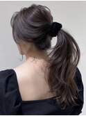 顔周りレイヤーカットくびれヘアミルクティーベージュカラー