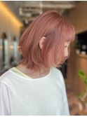 神戸元町三宮 ピンクベージュ 髪質改善 外はねボブ ダブルカラー